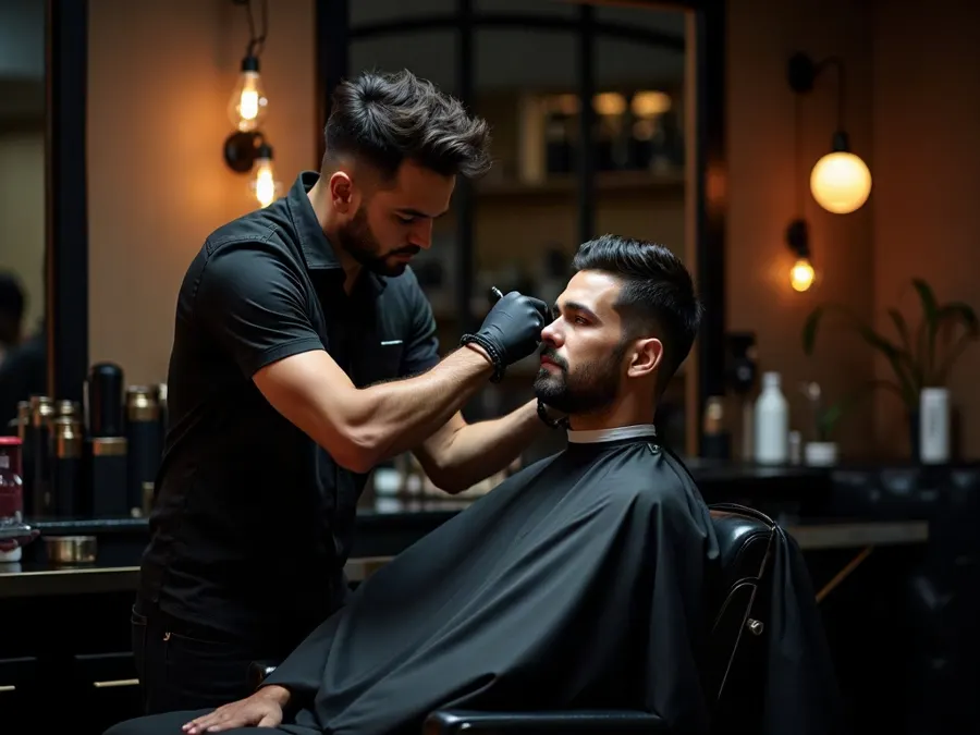 Barbero haciendo un corte