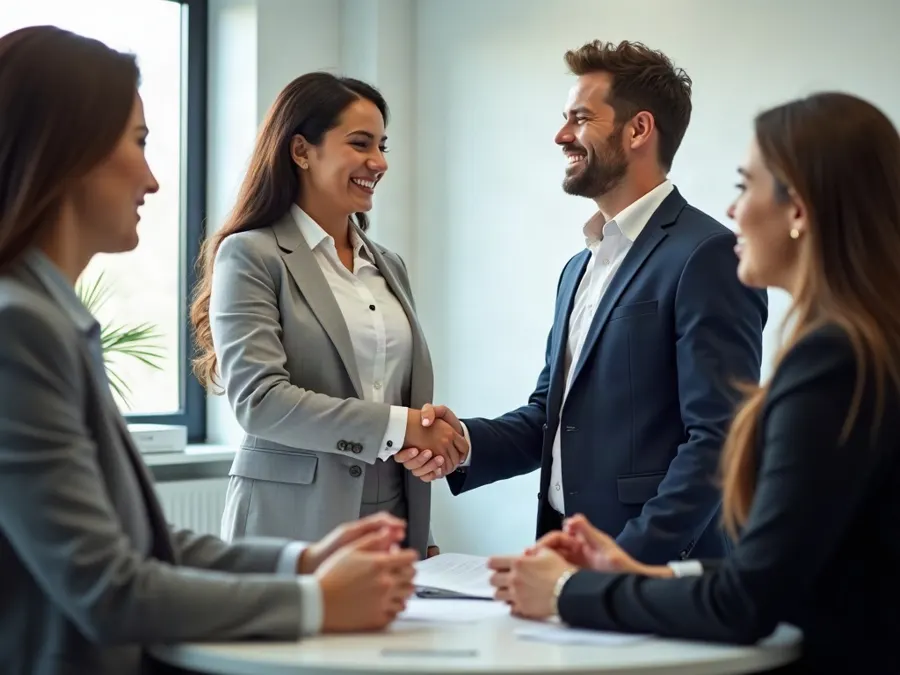 Apretón de manos con un cliente