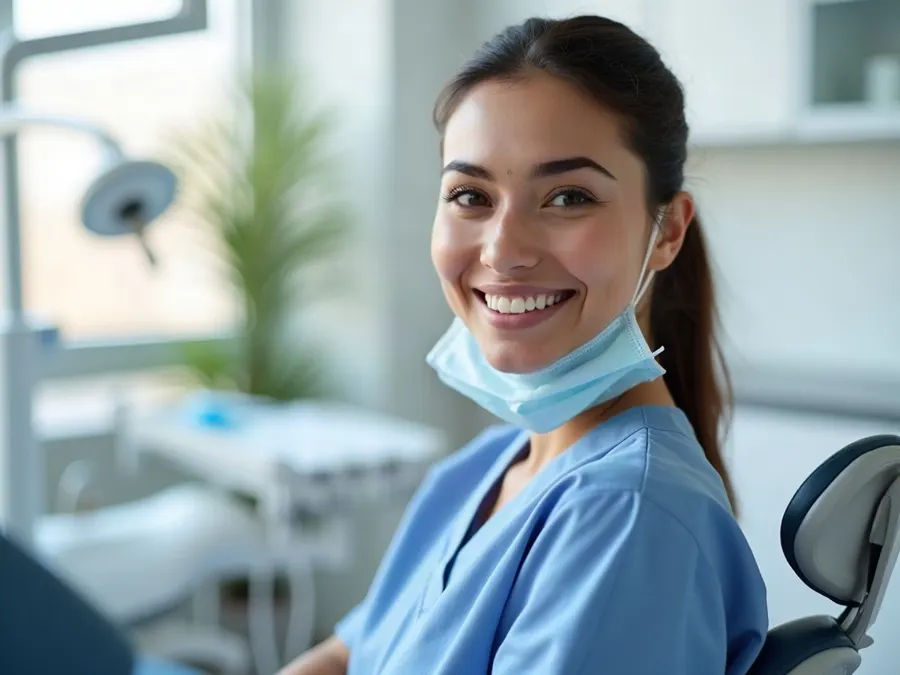 Dentista sonriendo en la clínica